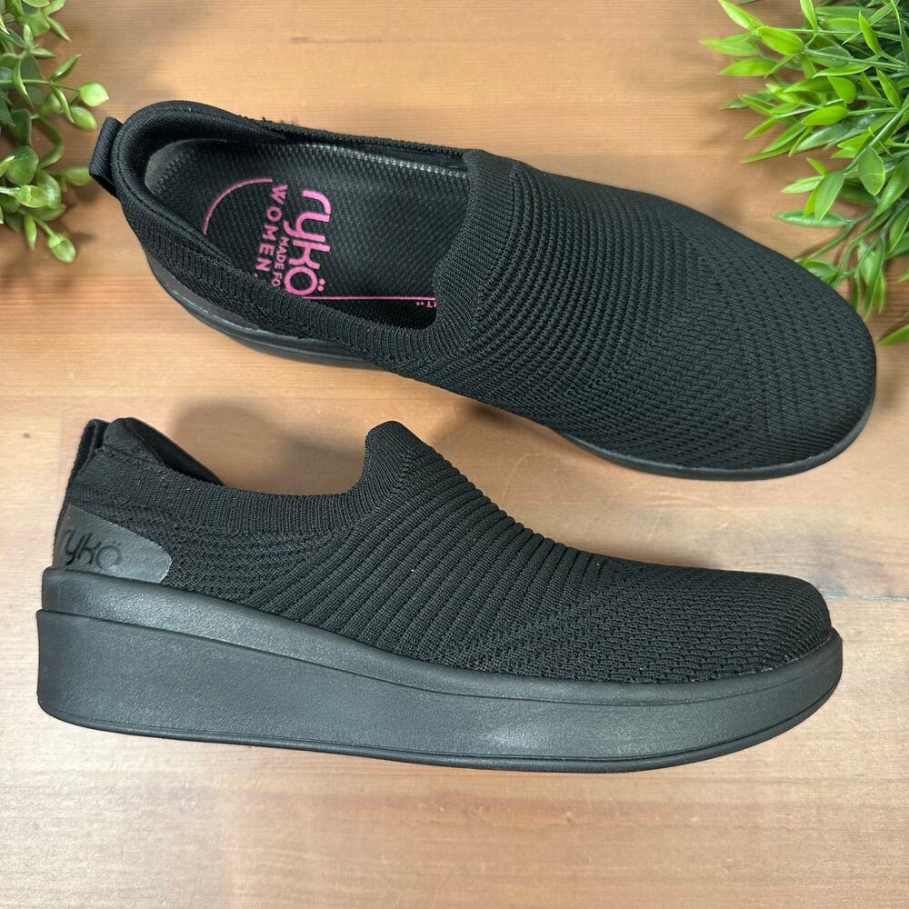 NWOT Ryka Women's Limitless Washable Stretch Knit Slip On Shoes Black Size 5.5